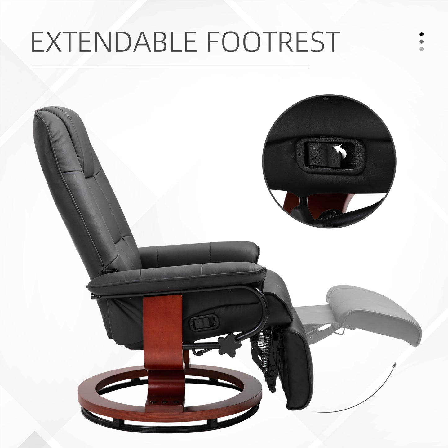 HOMCOM Linen-Like Armchair, with 145° Reclining Back and Footrest - Black