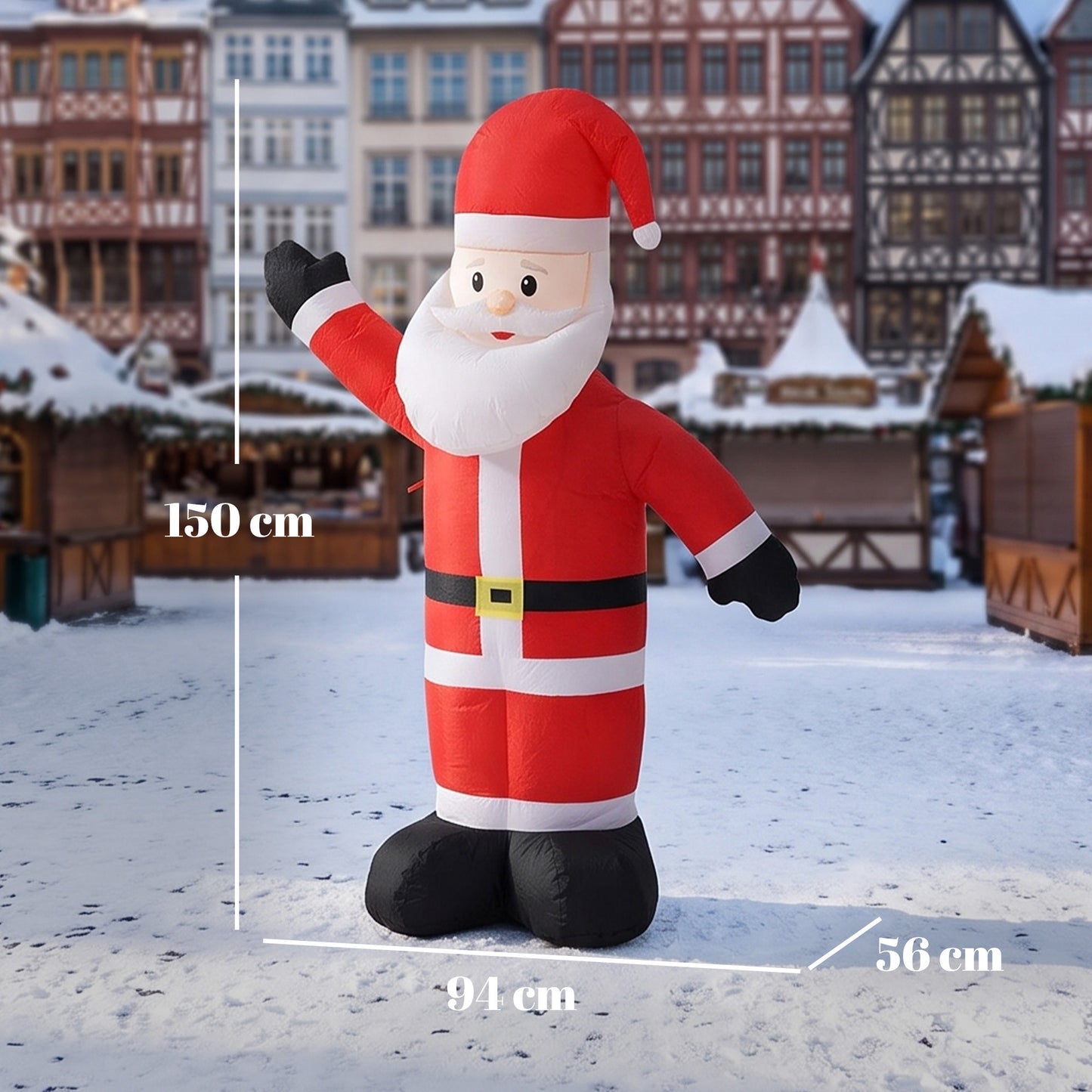 Outsunny 5ft Christmas Inflatable Velvet Look Santa Claus with Welcoming Gesture