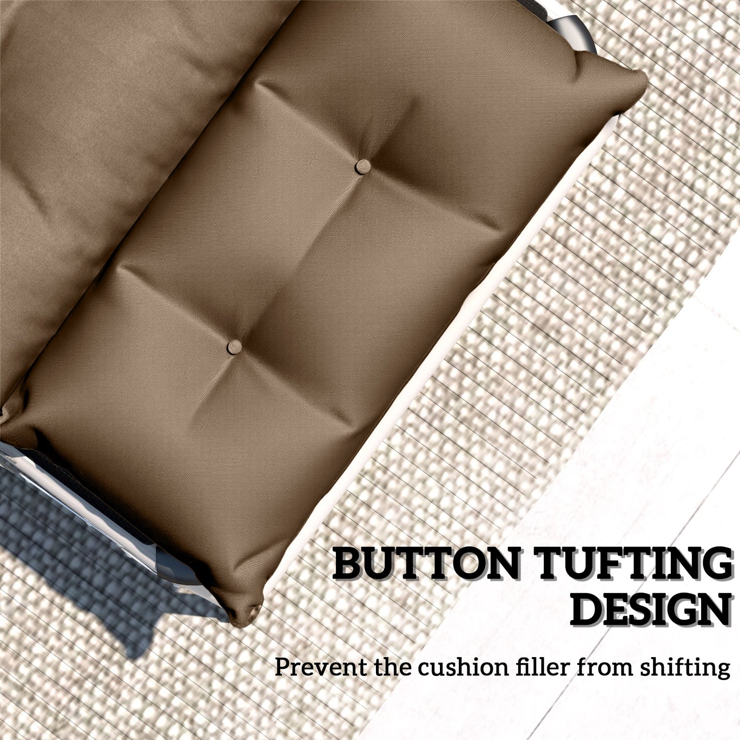 Outsunny Sun Lounger Cushions Set of 2, 190x56x10cm, UPF20+ Fabric, Thick Replacement with 6 Ties, Khaki