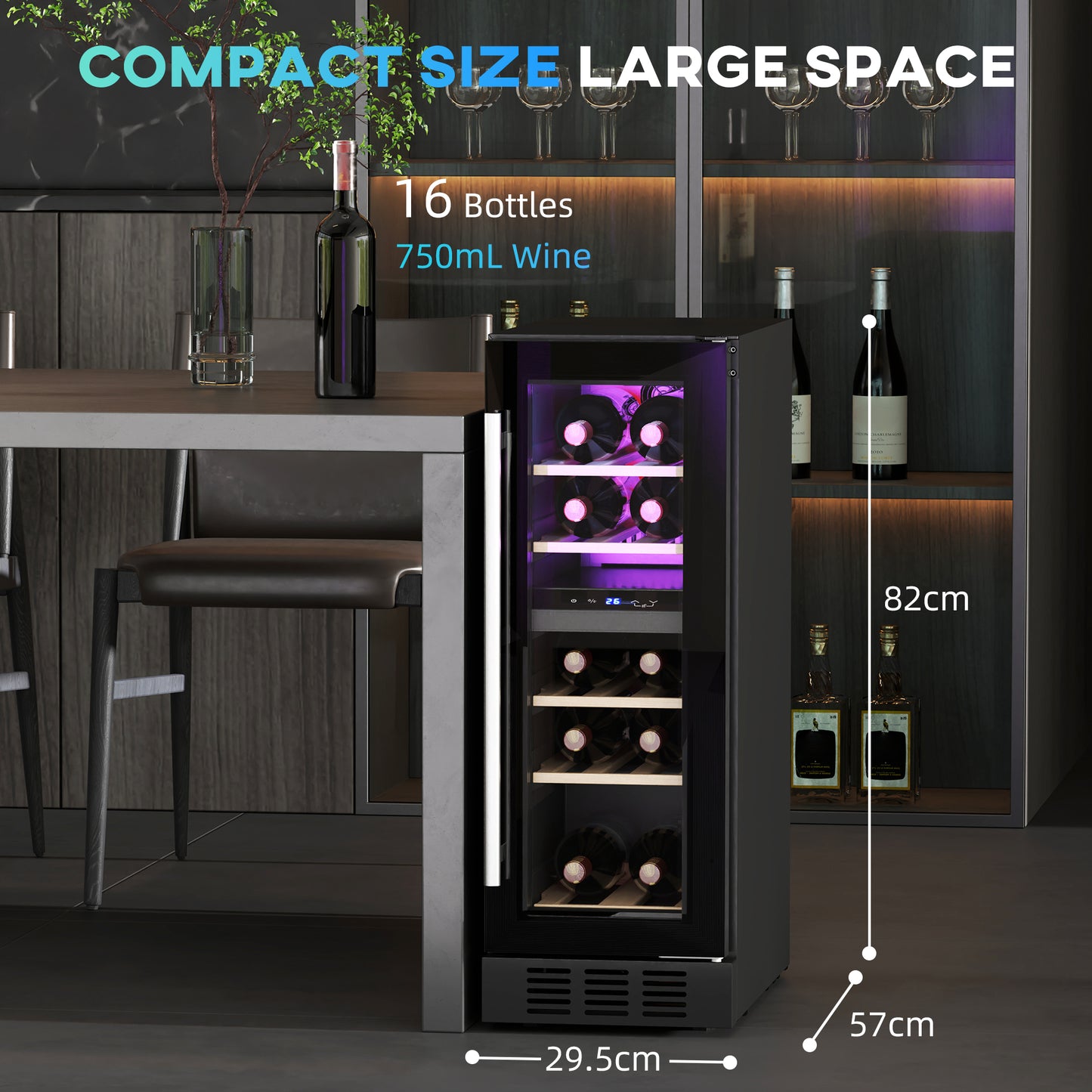 HOMCOM 16 Bottle Dual Zone 5-18°C Wine Fridge - Black