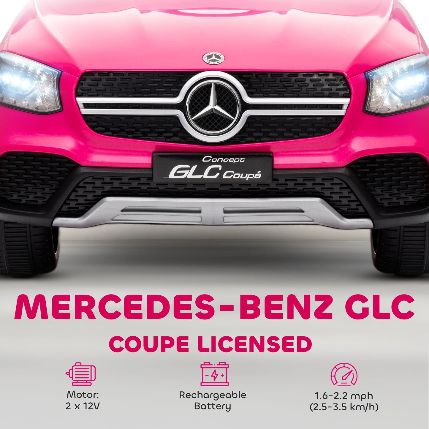 AIYAPLAY Mercedes-Benz GLC Licensed Kids Ride on Car with Remote Control, Soft Start, MP3, LED Headlights, Pink