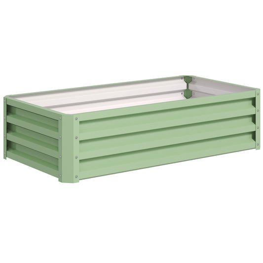 Outsunny Raised Beds for Garden, Galvanised Outdoor Planters, for Herbs and Vegetables, Use for Patio, Garden, Balcony, Green