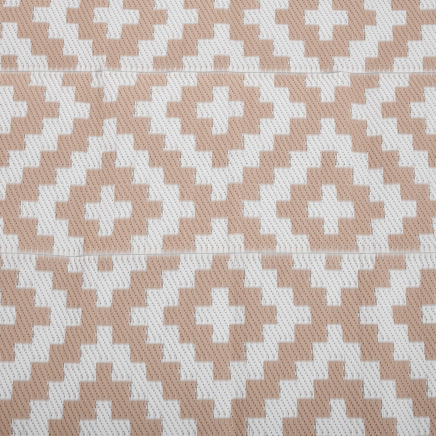 Outsunny Reversible Outdoor RV Rug, Patio Floor Mat, 274 x 182 cm Plastic Straw Rug for Garden, terrace, Beach, Camping, Coffee & White