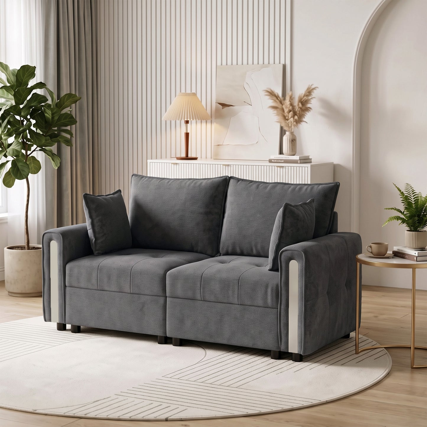 HOMCOM 2 Seater Sofa with Lift-Up Storage, 168 cm Comfy Velvet Small Couch with Wide Deep Seat Dark Grey