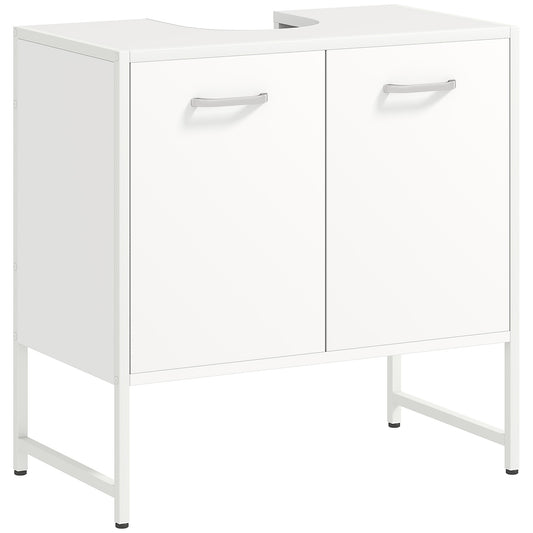HOMCOM Bathroom Vanity Unit, Under Sink Storage Cabinet with Soft-Close Doors for Basin without or with Pedestal, White