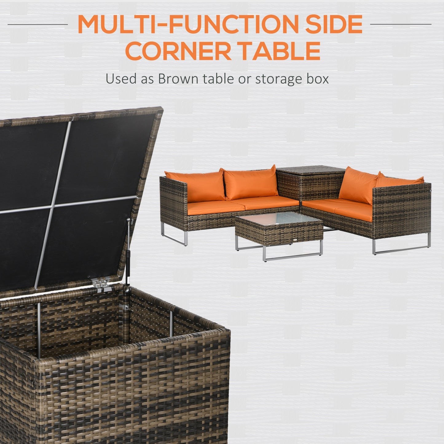 Outsunny 4-Piece Rattan Wicker Sofa and Table Set - Orange