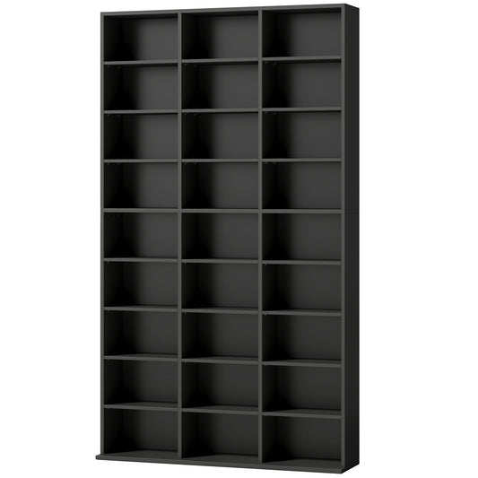HOMCOM 835 CD/500 DVD Storage Unit, Blu-ray Media Storage Shelf with 27 Compartments and 21 Adjustable Shelves, Black