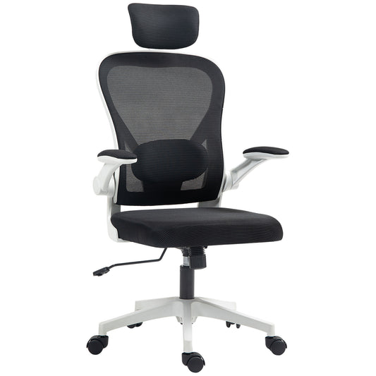 HOMCOM Executive Office Chair, High Back, Adjustable Lumbar Support, Black
