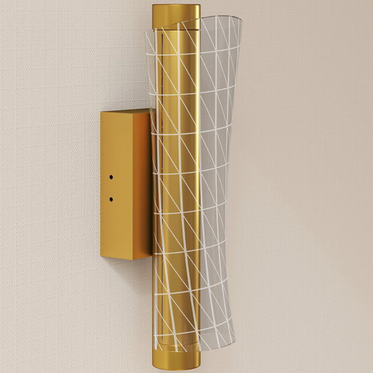 HOMCOM LED Wall Lamp 2-Pack, 9W Modern Geometric Mesh Light, Adjustable 3000K/4000K/6500K for Bedroom, Living Room, Hallway, Gold Tone
