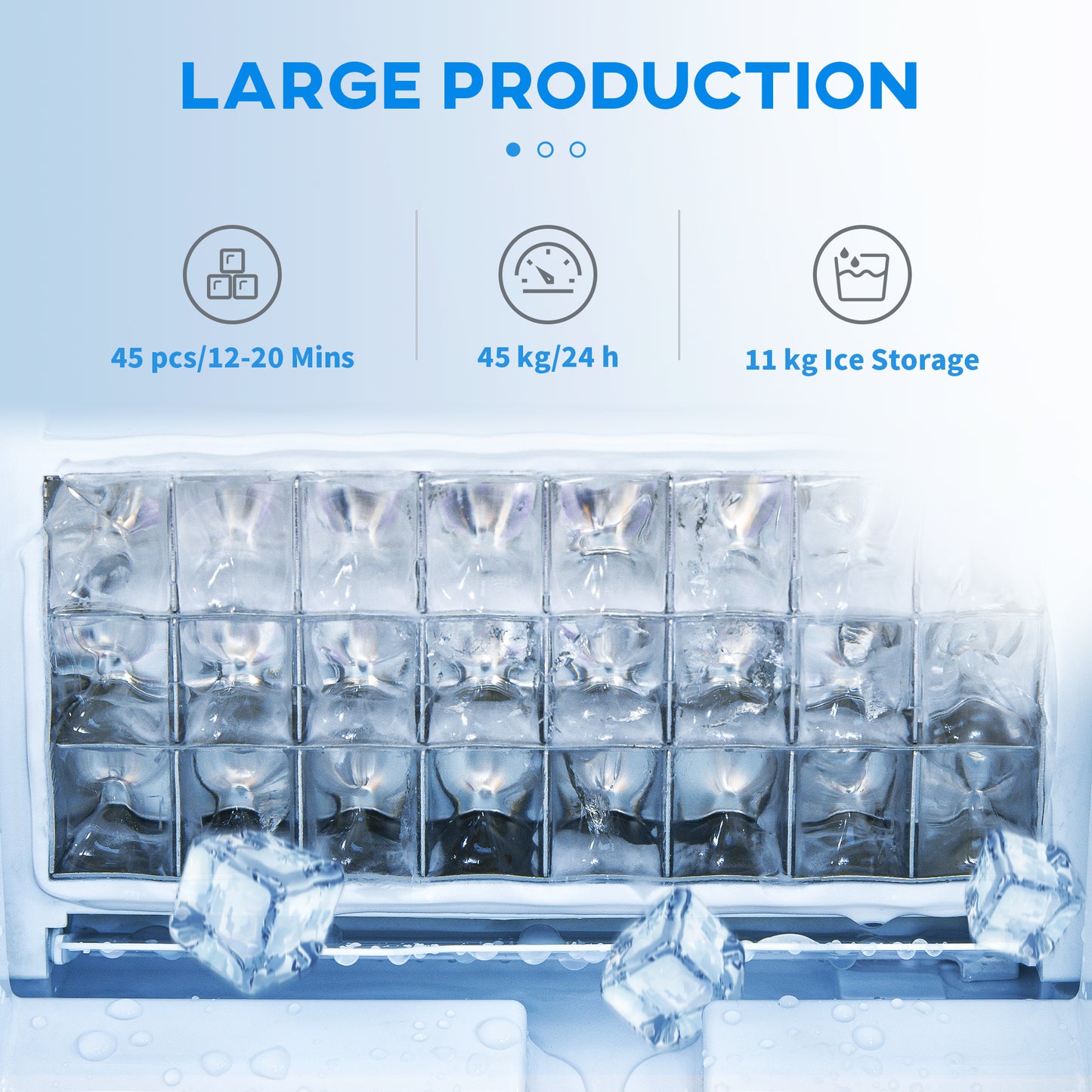 HOMCOM Freestanding Ice Maker Stainless Steel 45kg/24h