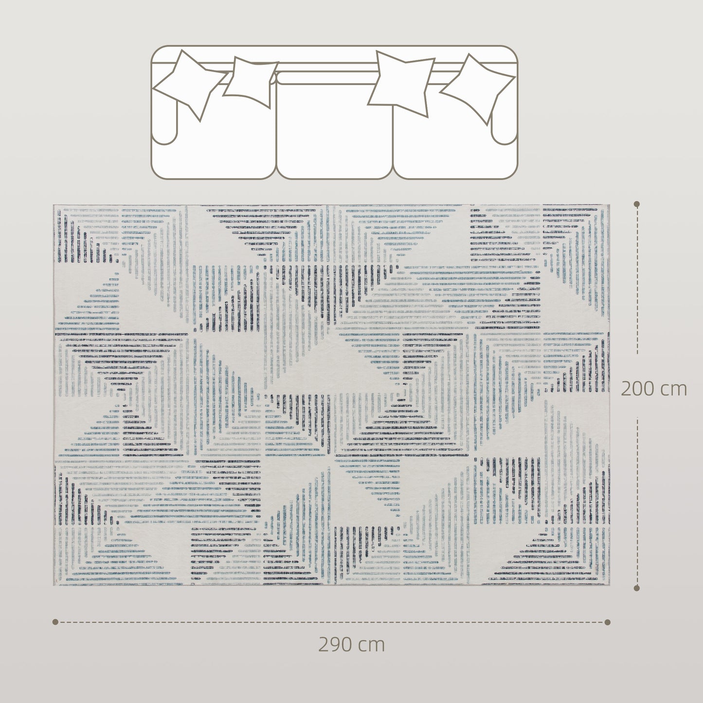 HOMCOM Modern Area Rug, Geometric Pattern, Non-Slip Washable Carpet, Soft for Living Room, Bedroom, Office, 290x200 cm, Multi-Coloured