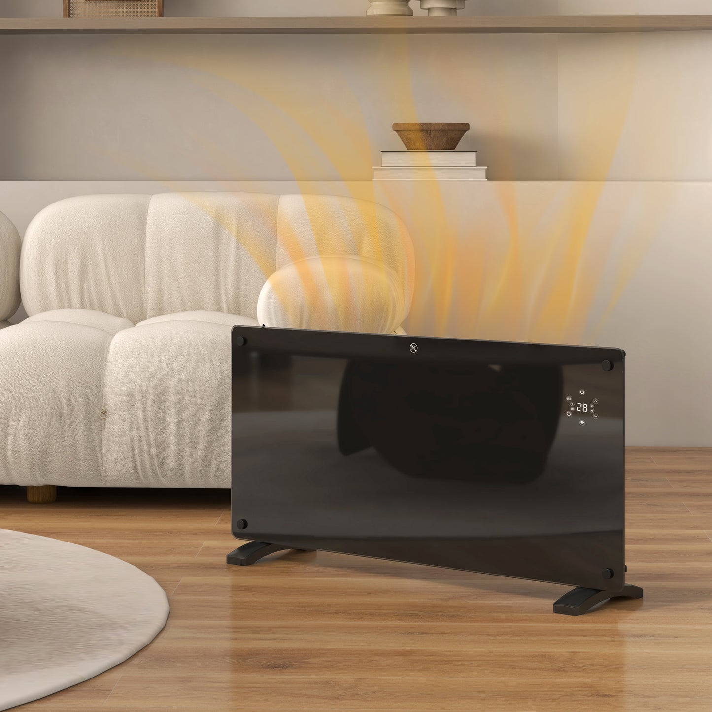 HOMCOM Electric Heater Wifi Smart App, 2000W Black