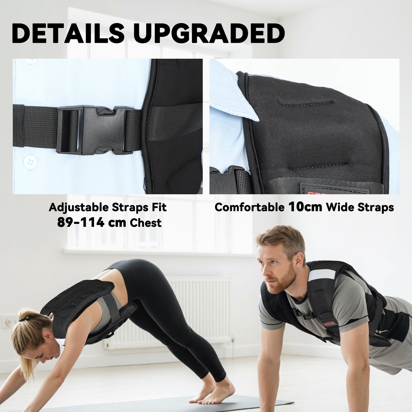 SPORTNOW Weighted Vest, 10 kg Weight Vest with Adjustable Straps, Reflective Strips, Black