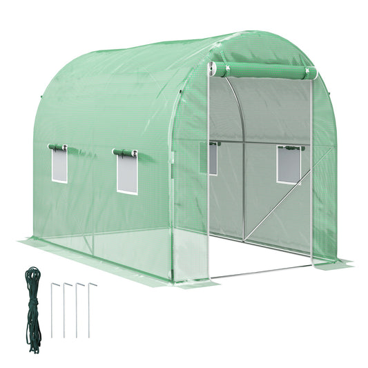 Outsunny 300 x 195cm Walk-In Tunnel Greenhouse - Green