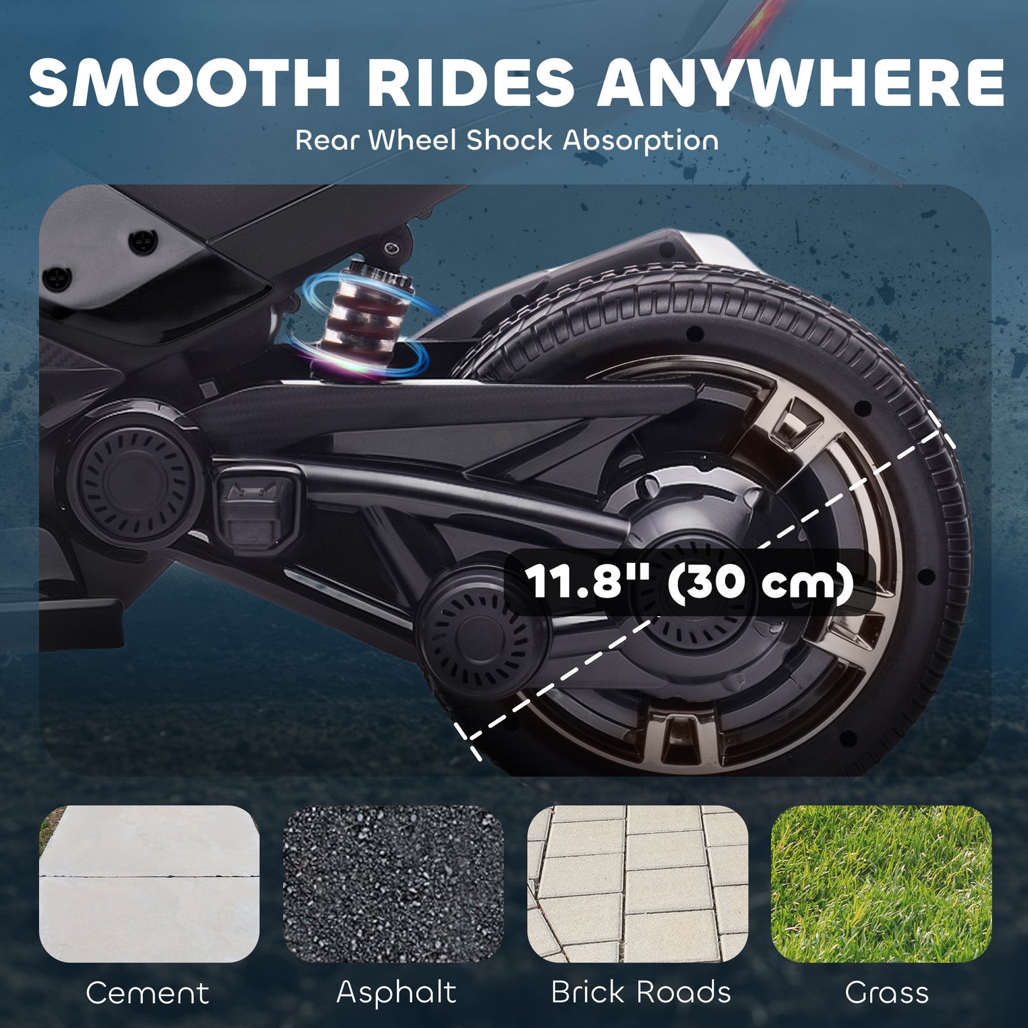 AIYAPLAY 12V Kids Electric Ride On Car with 3 Wheeler, MP3 Player, Horn, 2 Speeds, LED Lights for Boys & Girls Ages 3-8, Black