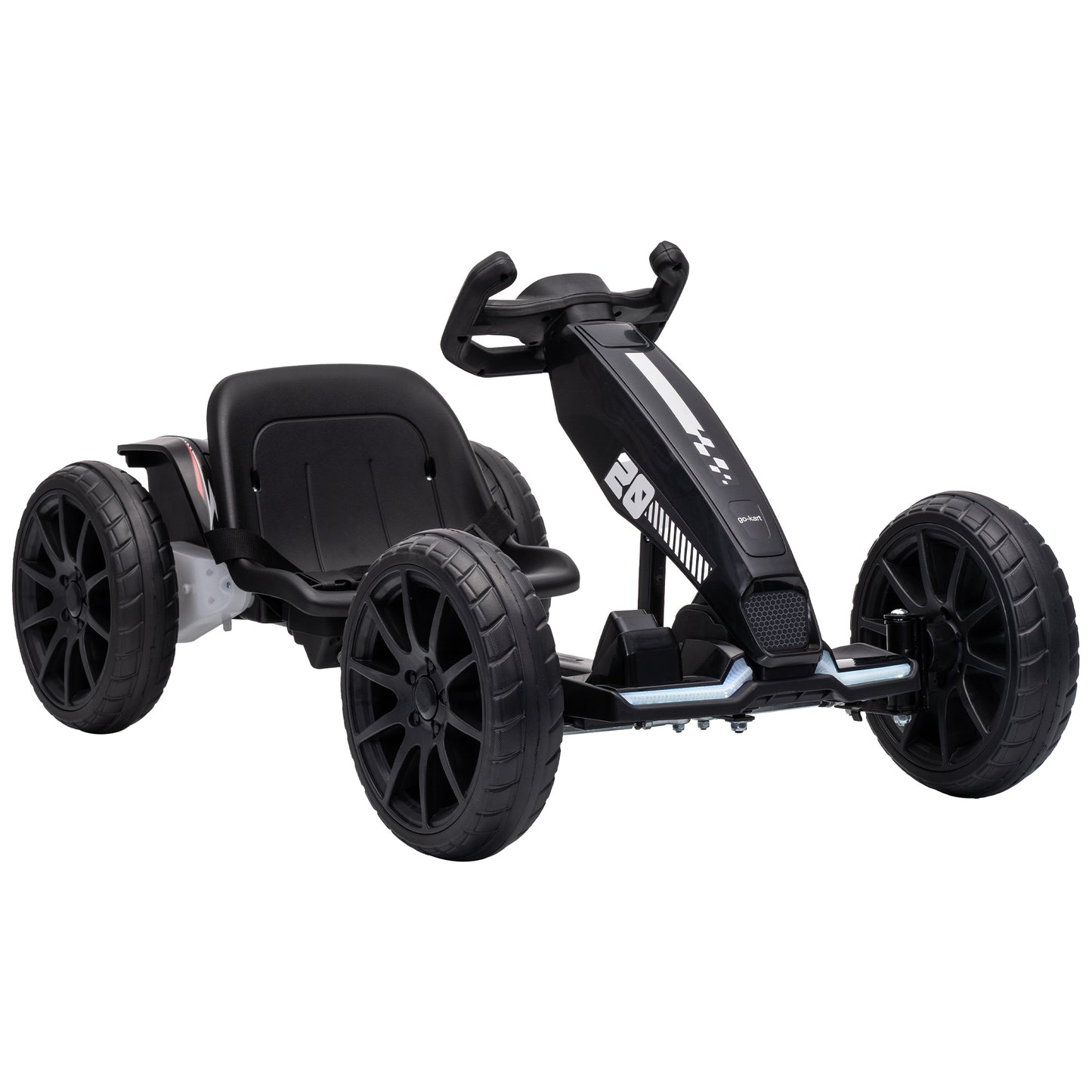 AIYAPLAY 12V Electric Go Kart for Kids with Dual Motors, Adjustable Seat, Soft Start, LED Lights, EVA Wheels, for Age 3-6, Black