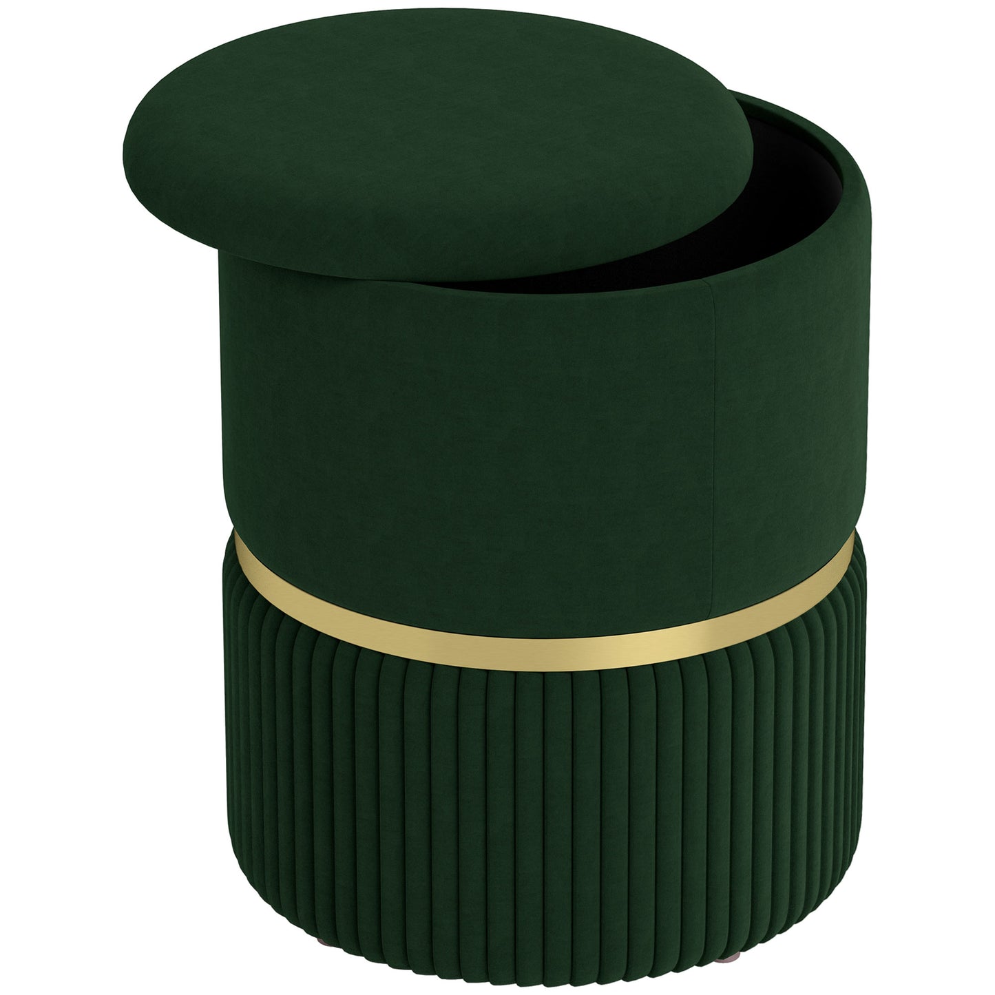 HOMCOM Velvet-Feel Storage Ottoman - Green