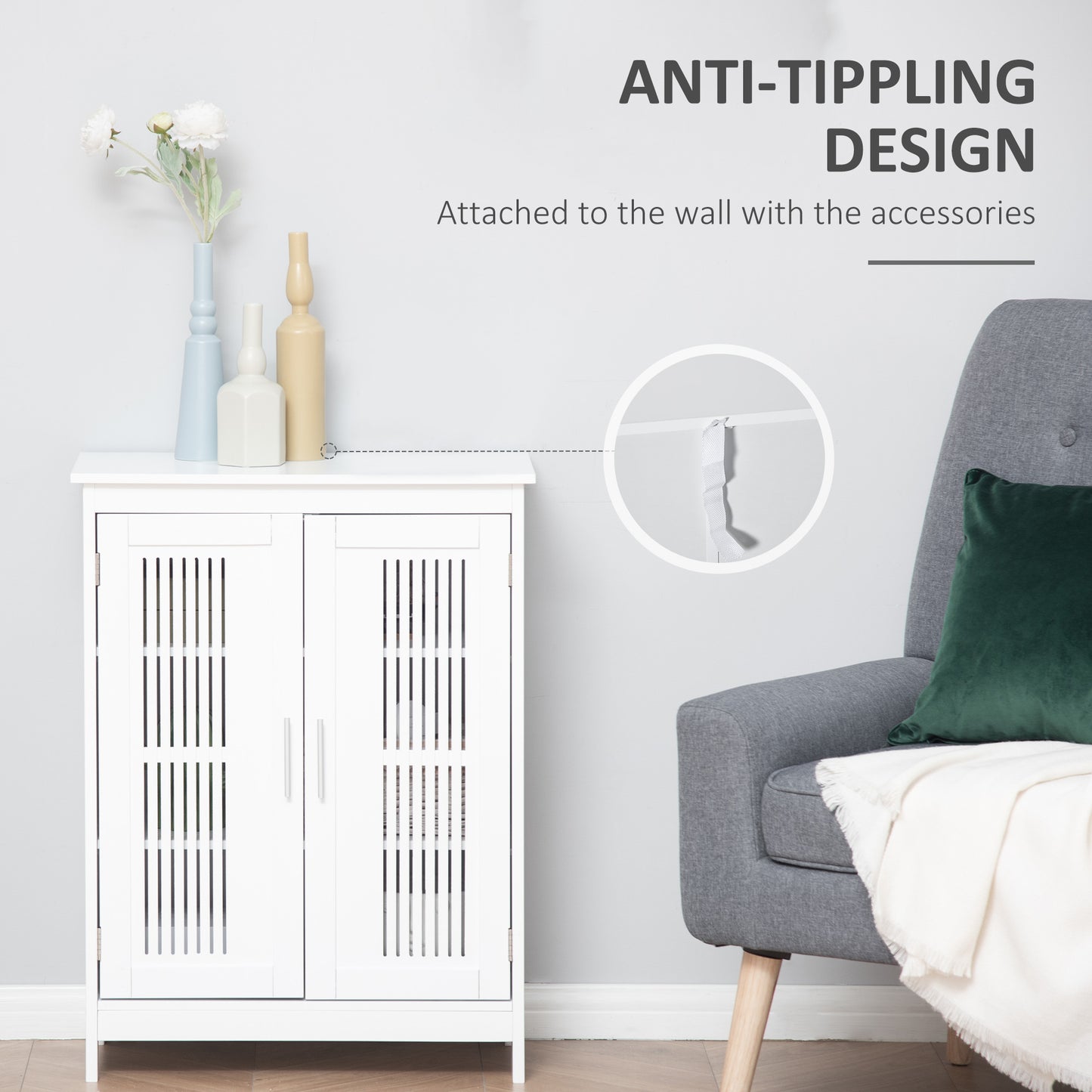 kleankin Modern Bathroom Floor Cabinet - White