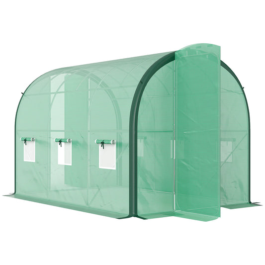 Outsunny 3 x 2(m) Polytunnel Greenhouse, with Windows and Doors - Green