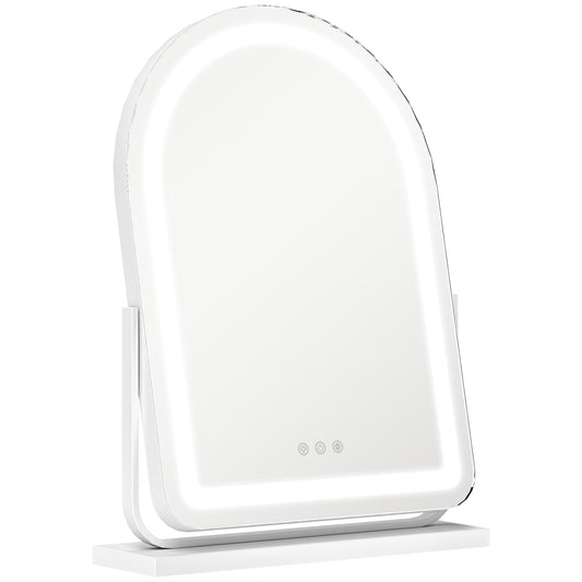 HOMCOM LED Vanity Mirror with Lights, 43x59cm, 3 Colours, Touch Screen, White