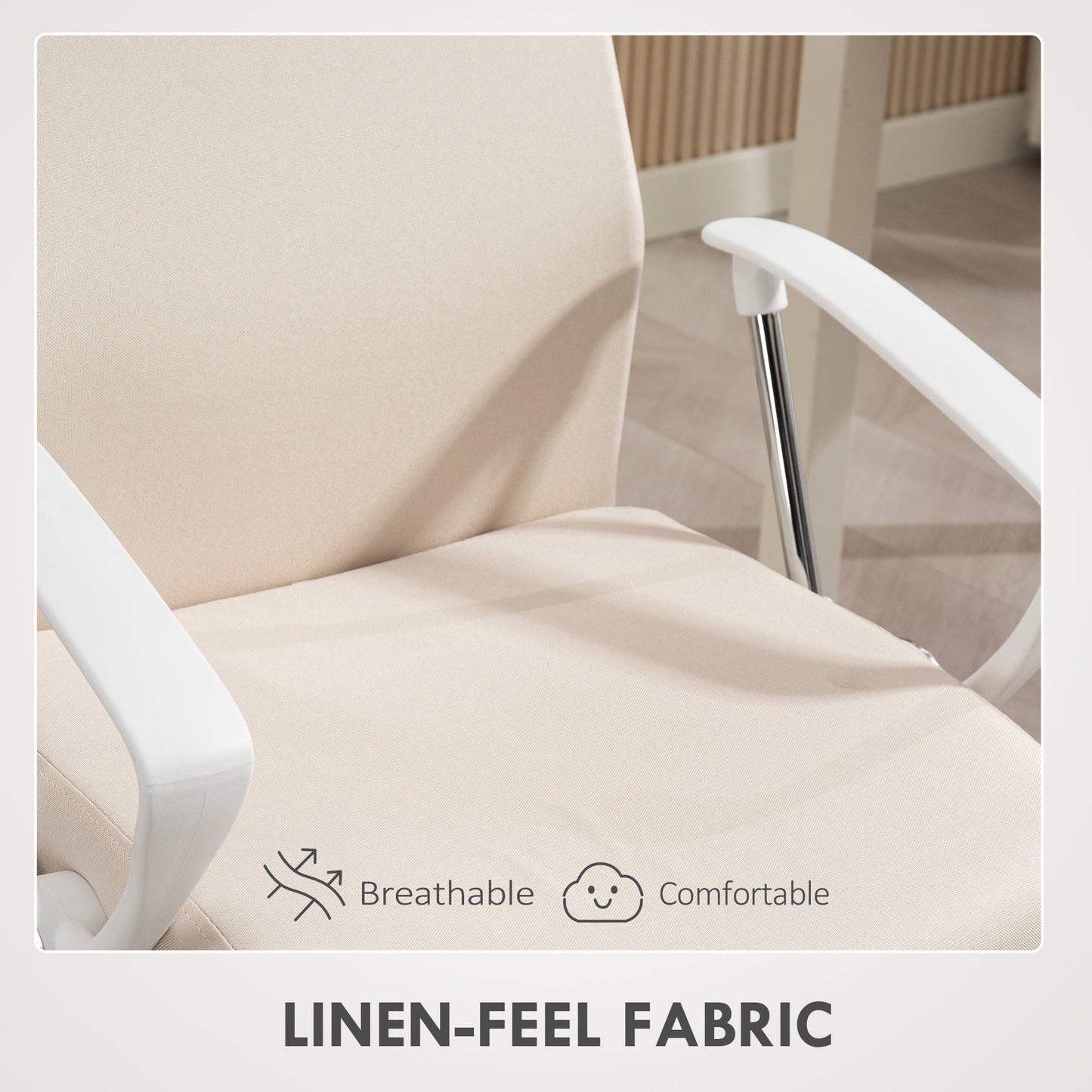 HOMCOM Fabric High Back Office Chair - Cream White