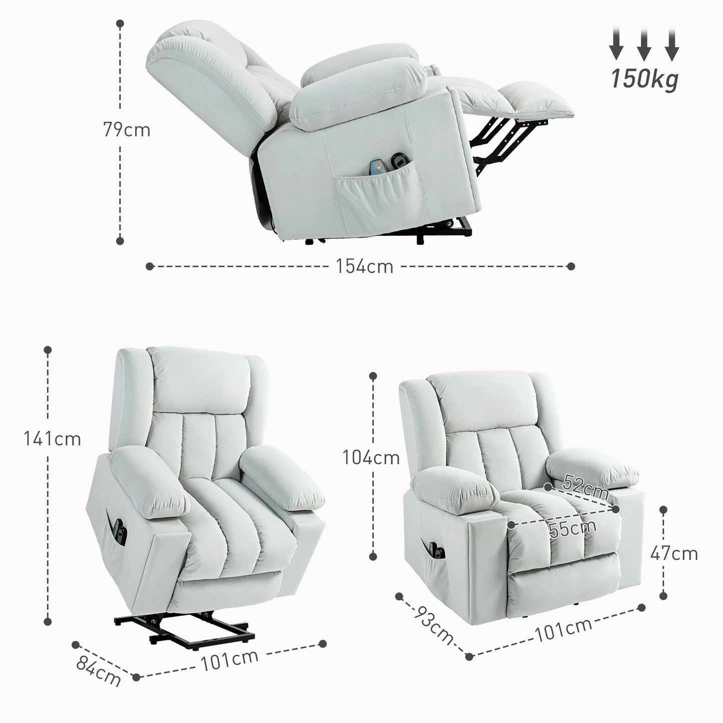 HOMCOM Power Lift Recliner Chair with Vibration Massage and Heat, Electric Lift Chair for Elderly
