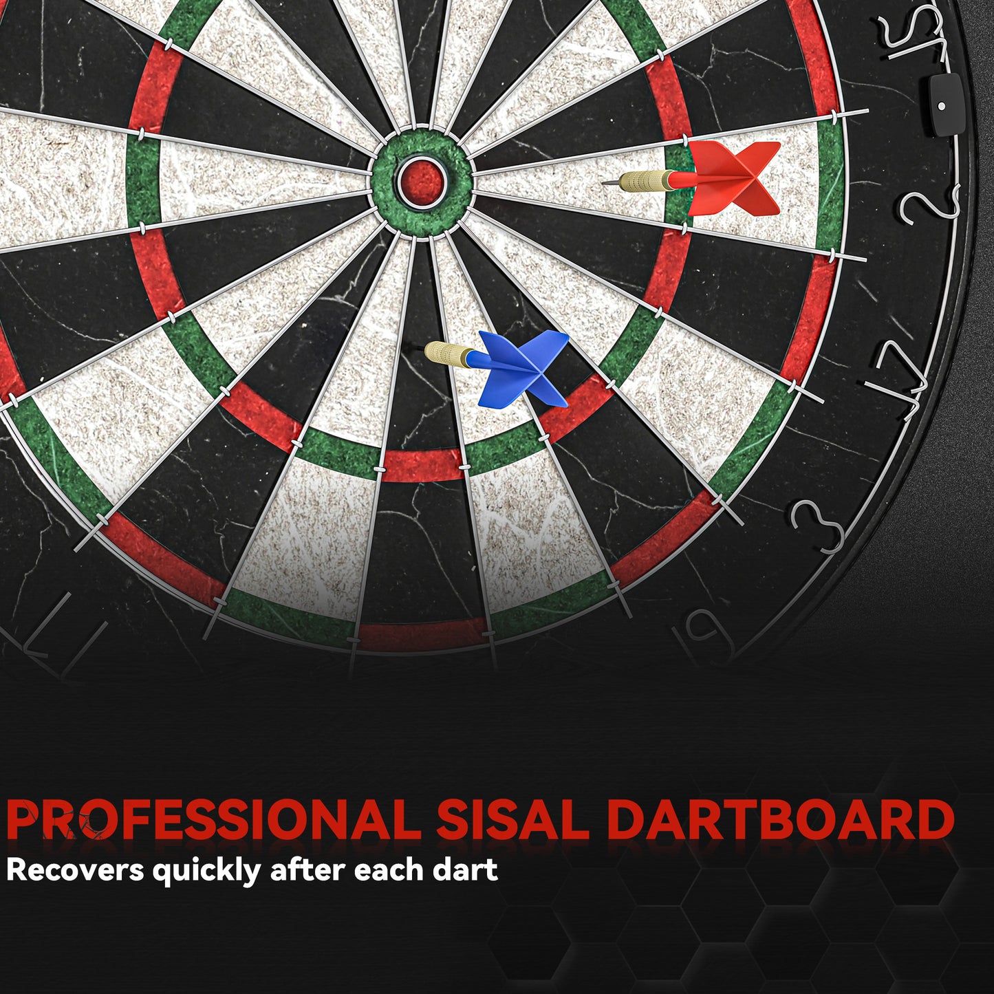 SPORTNOW Professional Bristle Dartboard Set with EVA Surround Ring, 6 Steel Tip Darts, Black