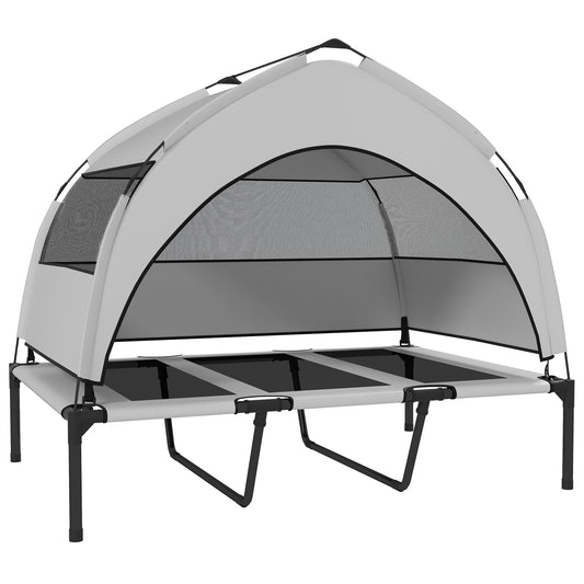PawHut Portable Elevated Dog Bed with Removable Canopy, Cooling Raised Pet Cot for Large Dogs, 106 x 76 x 94 cm