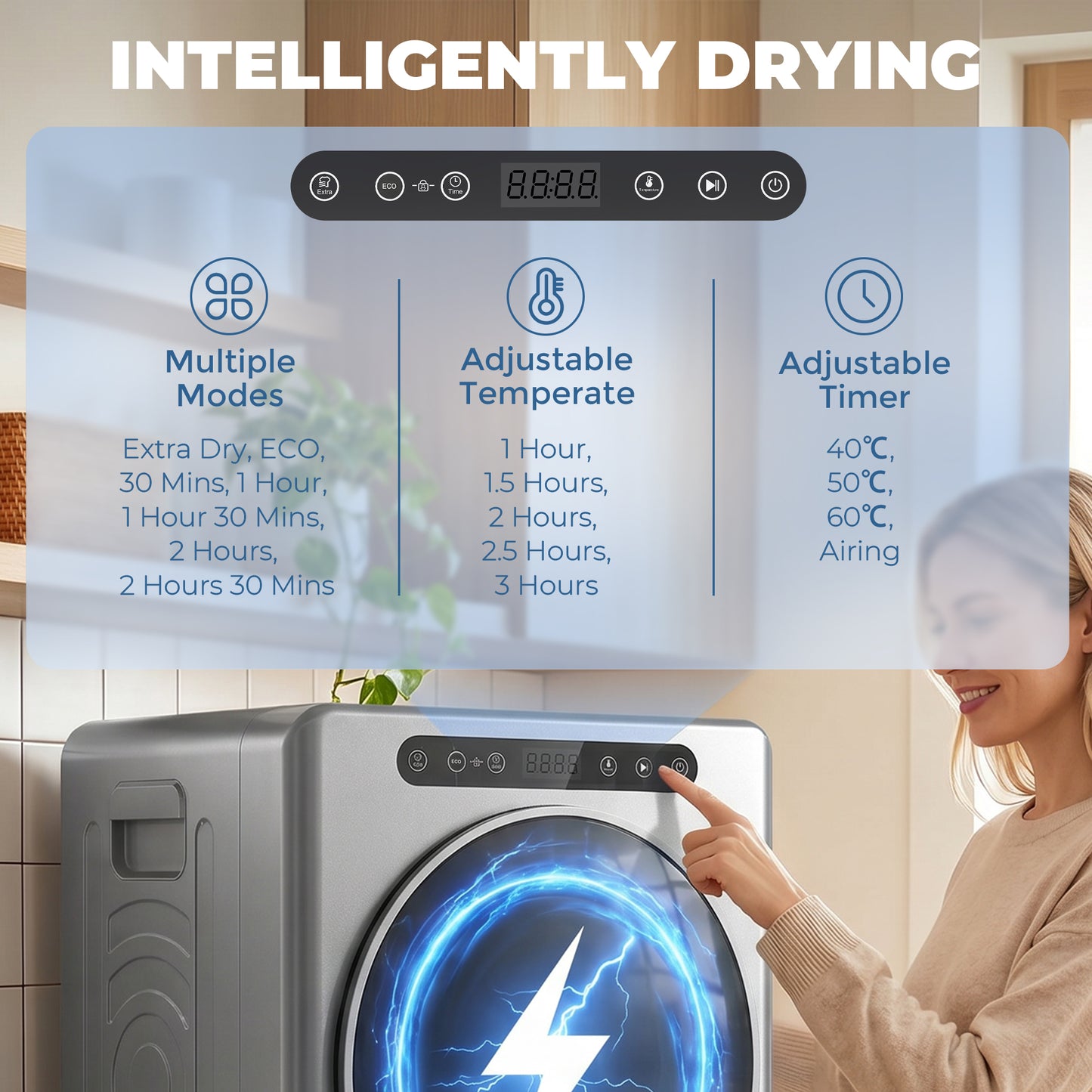 HOMCOM 5 kg Compact 40-60°C  Tumble Dryer - Silver Tone