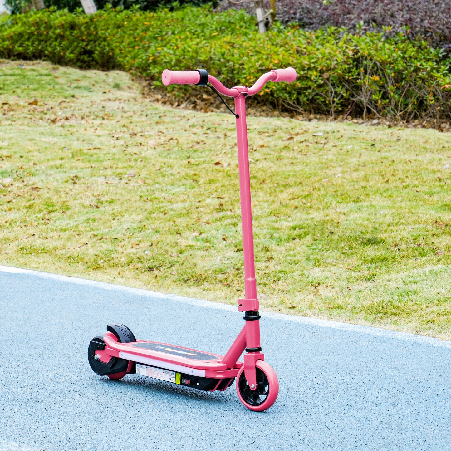 AIYAPLAY Electric Scooter for Kids Ages 6-14, with Colourful Light and Electric Brake, Kids Electric Scooter E Scooter, Up to 10 KM/H & 8 KM, Pink