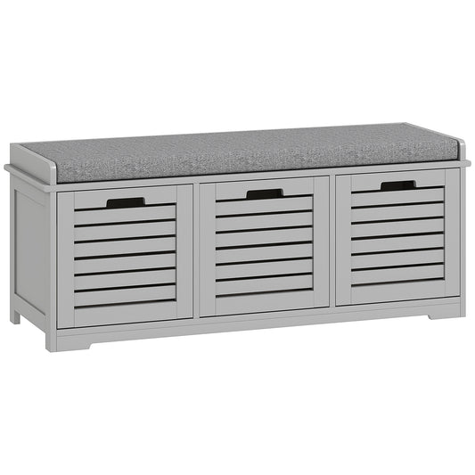 HOMCOM 3-Drawer Shoe Storage Bench - Grey