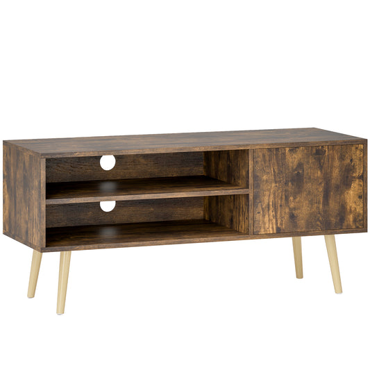 HOMCOM TV Stand up to 55 Inches, TV Unit with Open Shelves and Cable Holes - Brown