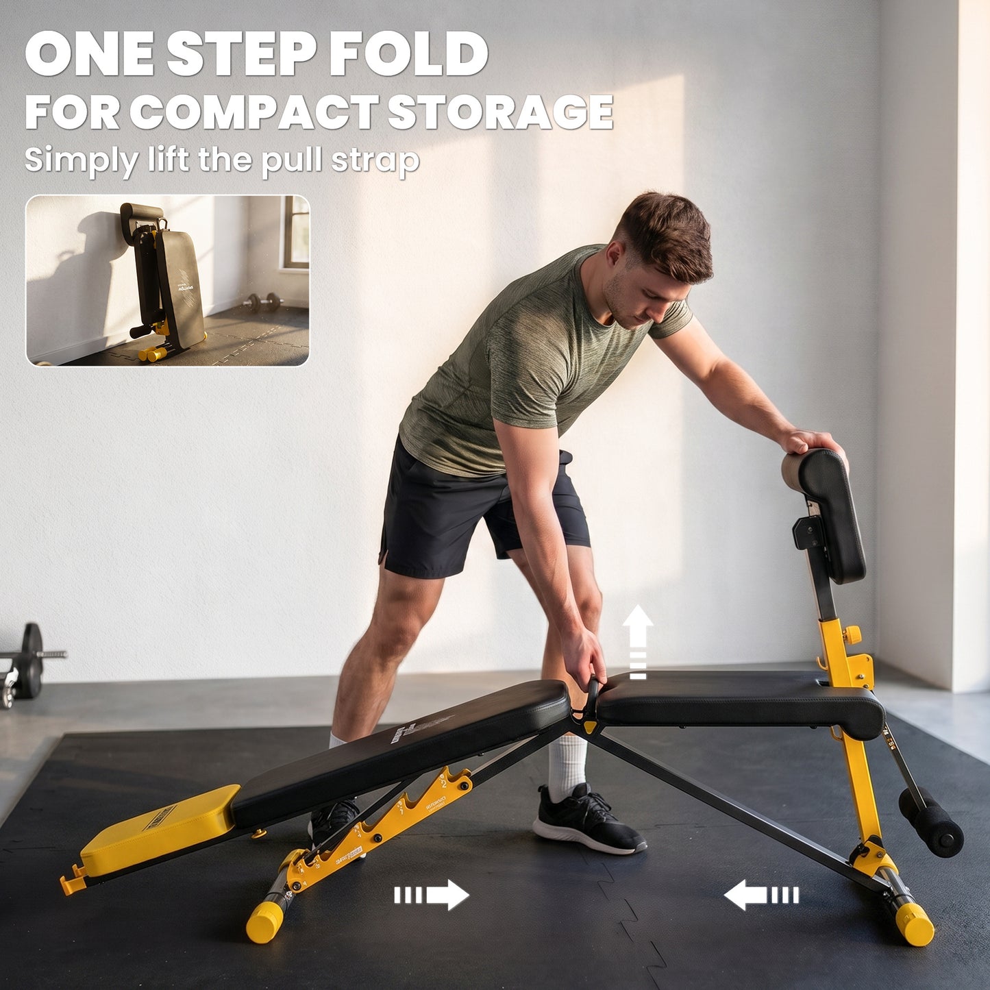 SPORTNOW Adjustable Weight Bench for Home Gym, 300kg Incline Decline Flat Foldable Bench Press with 6 Backrest Positions, Yellow