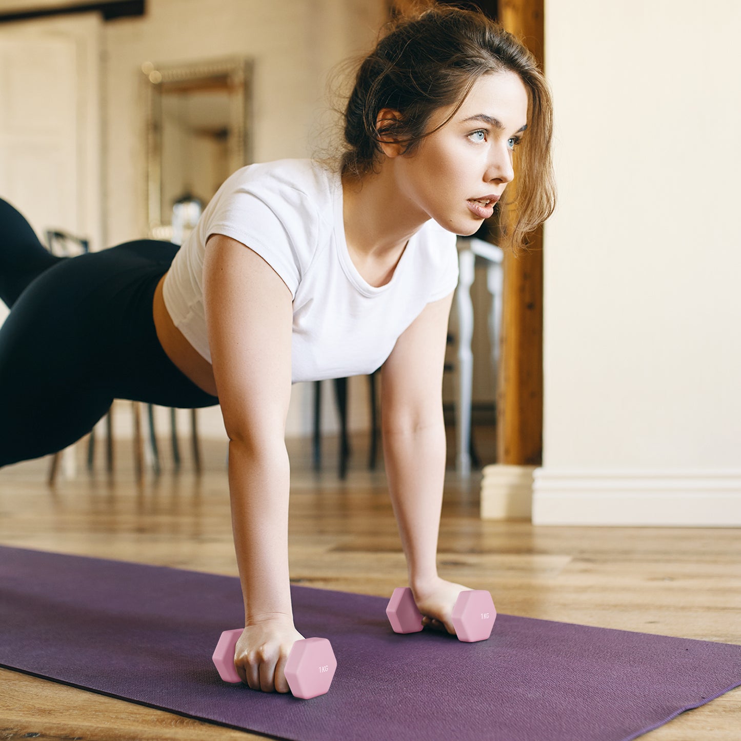 SPORTNOW 9kg Hex Dumbbells Set of 6, Hand Weights with Carry Case for Home Gym Strength Training, 2 x 1kg, 2 x 1.5kg, 2 x 2kg