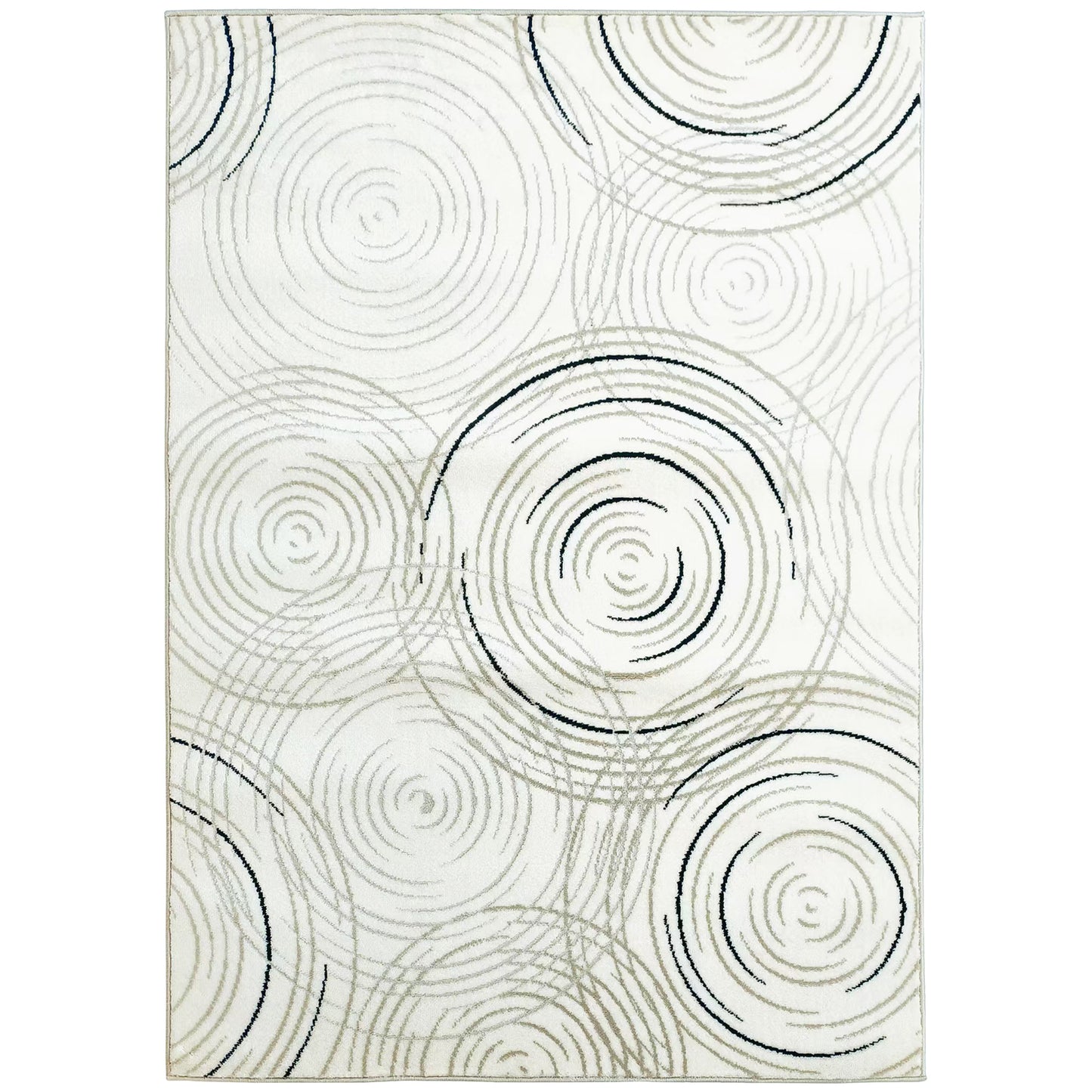 HOMCOM Area Rug, Swirl Pattern, Machine Washable, Allergy-Friendly Carpet for Living, Bedroom, Dining, Office, 170 x 120 cm, Cream White