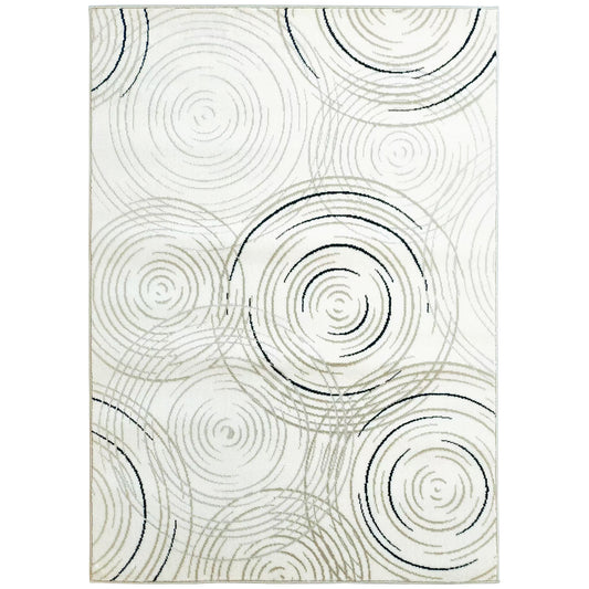 HOMCOM Area Rug, Swirl Pattern, Machine Washable, Allergy-Friendly Carpet for Living, Bedroom, Dining, Office, 170 x 120 cm, Cream White