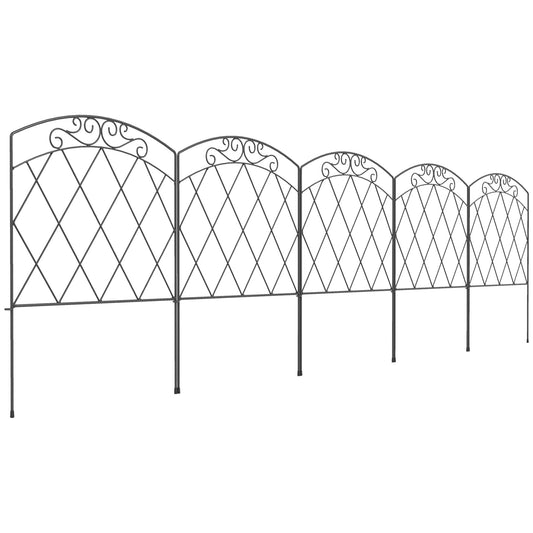Outsunny 3m Decorative Metal Garden Fence - Diamond and Swirl Pattern
