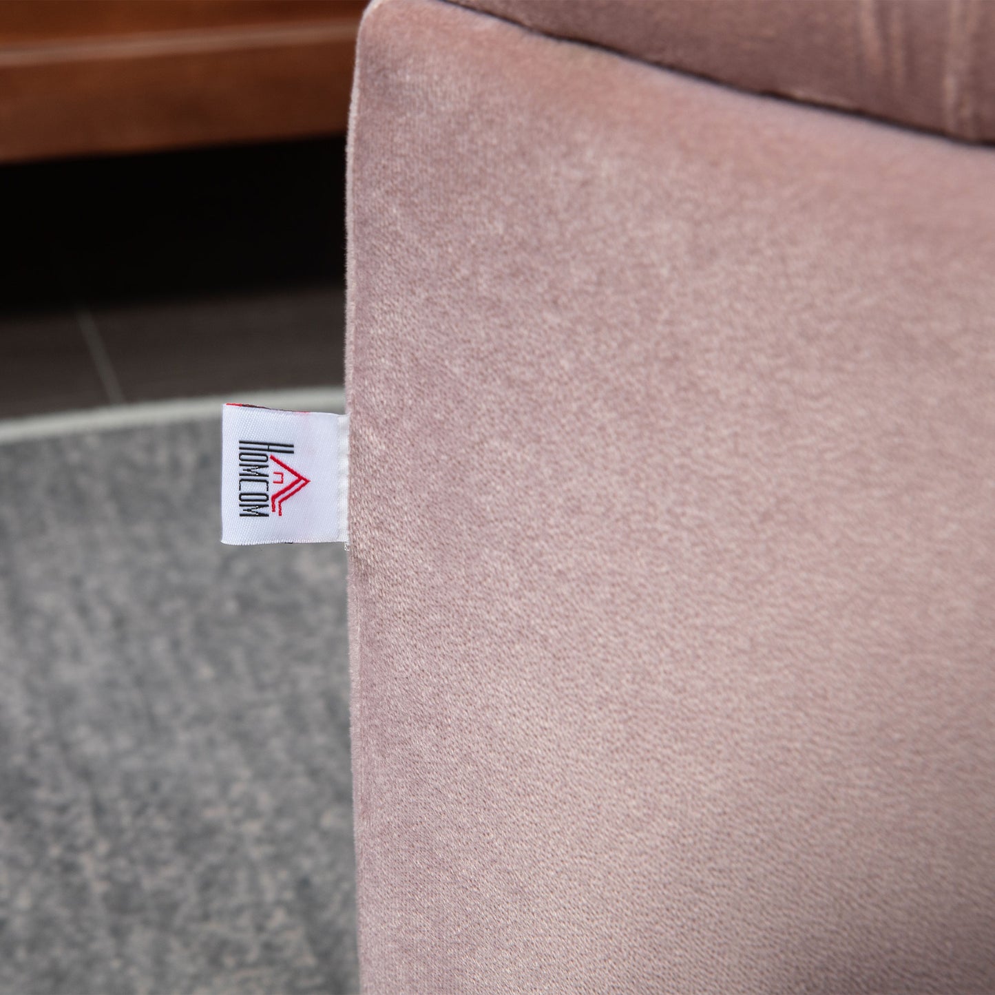 HOMCOM Tufted Semi-Circle Ottoman with Storage - Pink