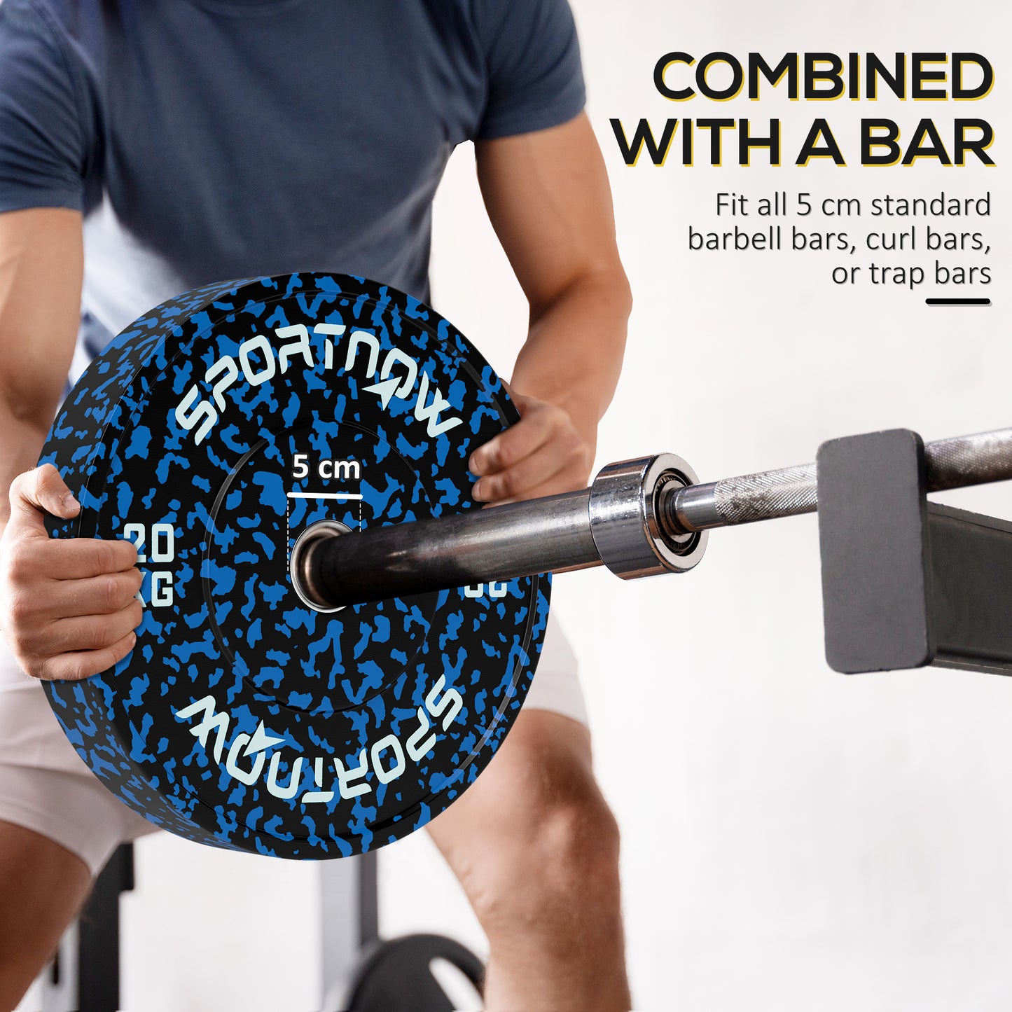 SPORTNOW Olympic Weight Plates Set, 20kg Rubber Discs, 2"/5cm Holes, Home Gym Use