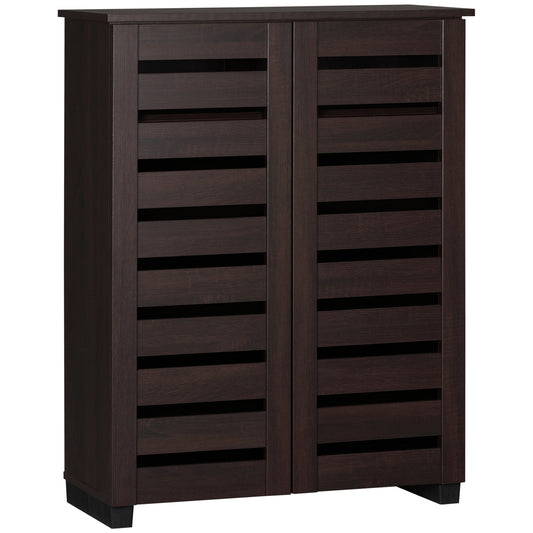 HOMCOM 5-Tier Narrow Shoe Cabinet with Adjustable Shelves - Dark Brown