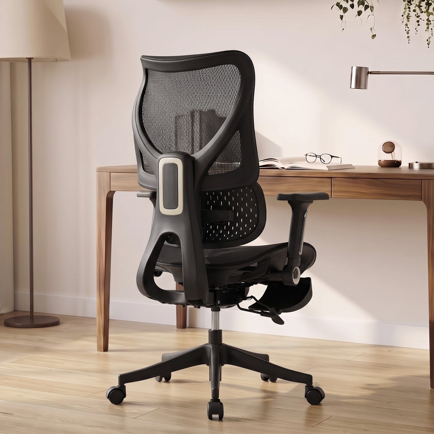HOMCOM Ergonomic Office Chair with Lumbar Support, Mesh Reclining Desk Chair with Footrest, Adjustable High Back, Black