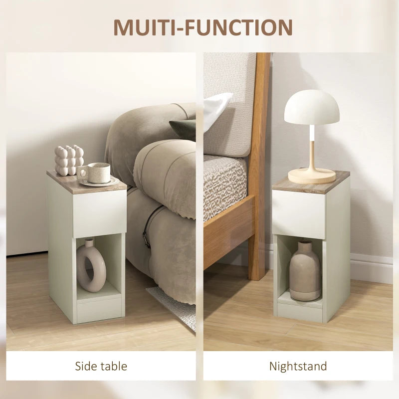HOMCOM Set of Two Modern Storage Bedside Tables - White