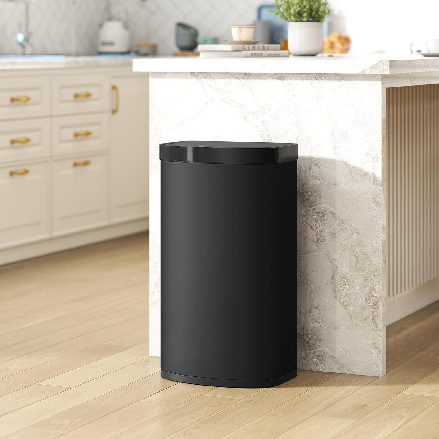 HOMCOM 55L Sensor Bin Stainless Steel Black