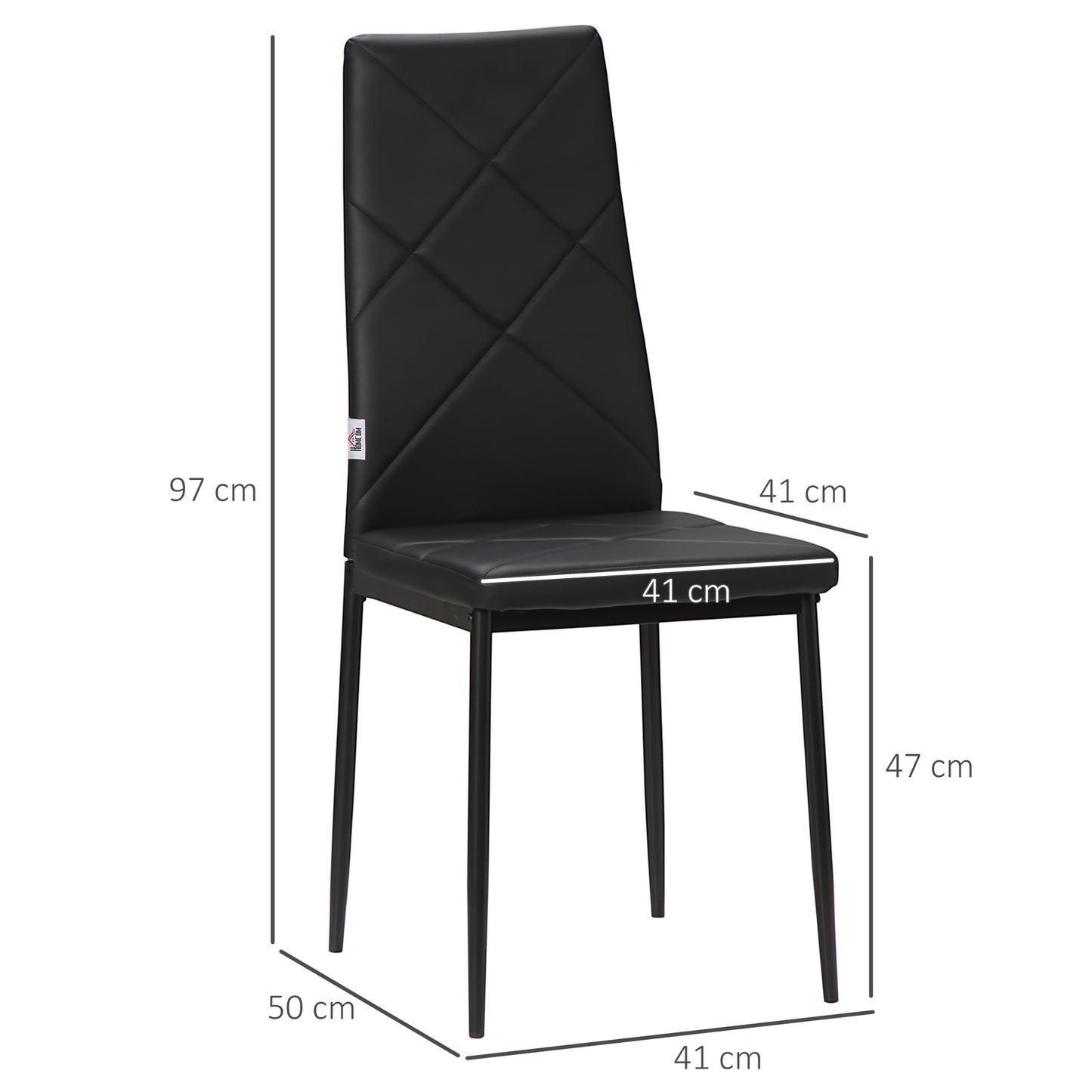 HOMCOM Faux Leather Dining Chairs Set of 4 - Black