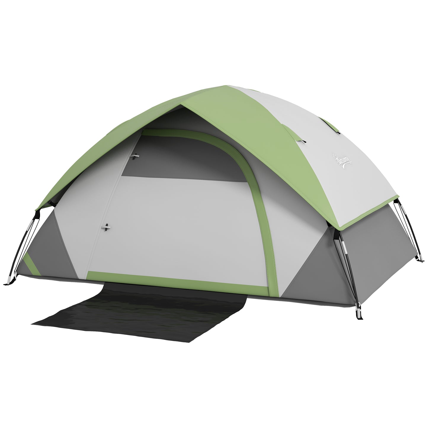 Outsunny 4-5 Man Single Room Camping Tent 3000mm Waterproof with Sewn-in Groundsheet and Carry Bag Grey and Green