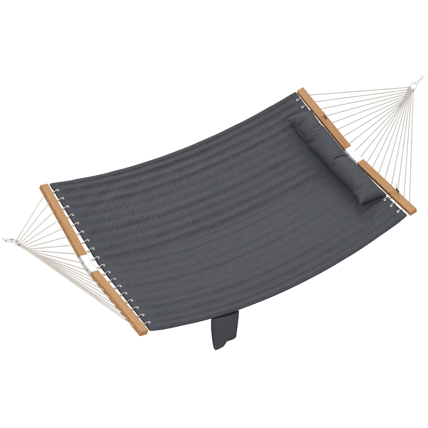 Outsunny Double Hammock 2 Person Swing Bed with Spreader Bars, Pillows, Pad, 200 x 140cm, Grey