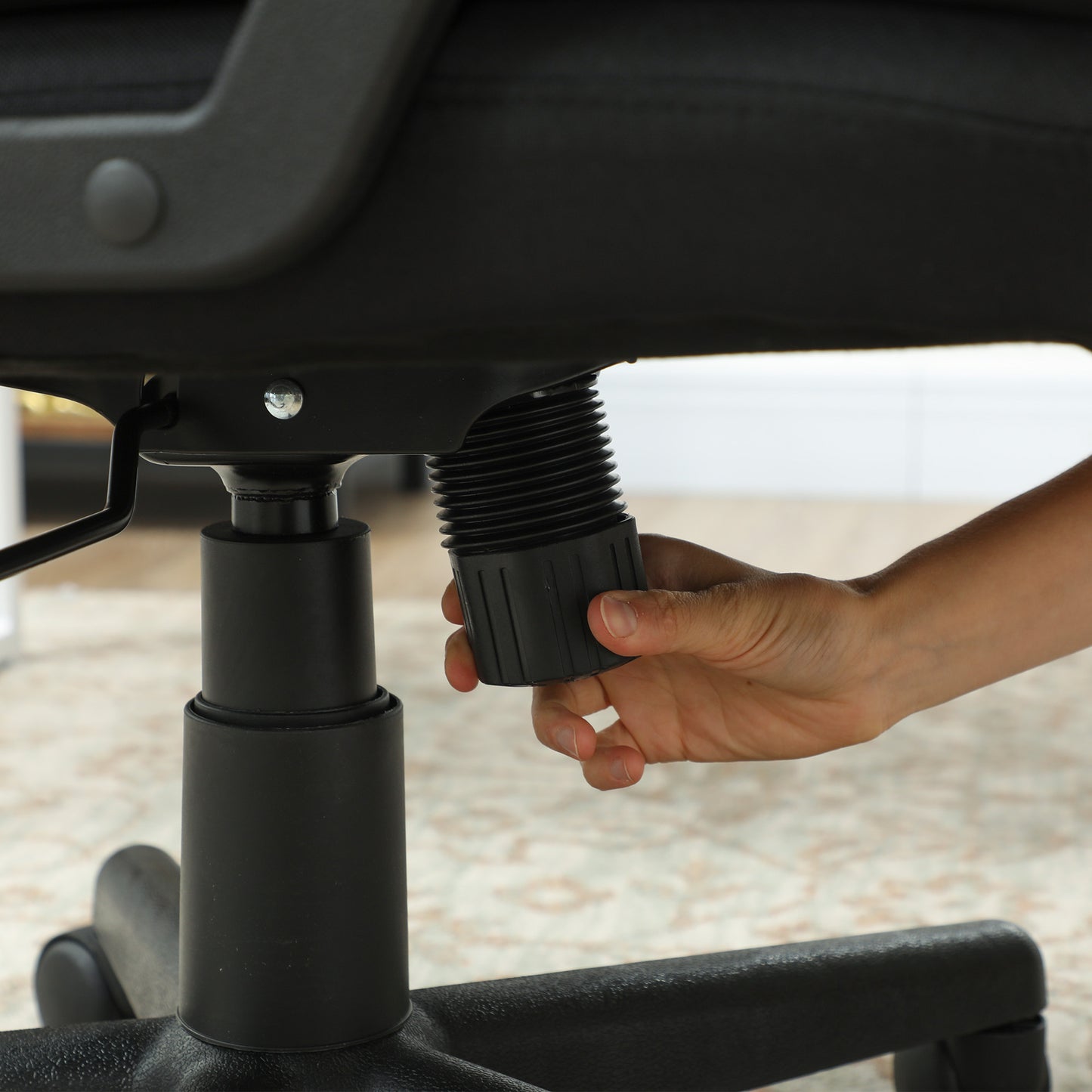 HOMCOM Linen-Look Padded Office Chair - Black