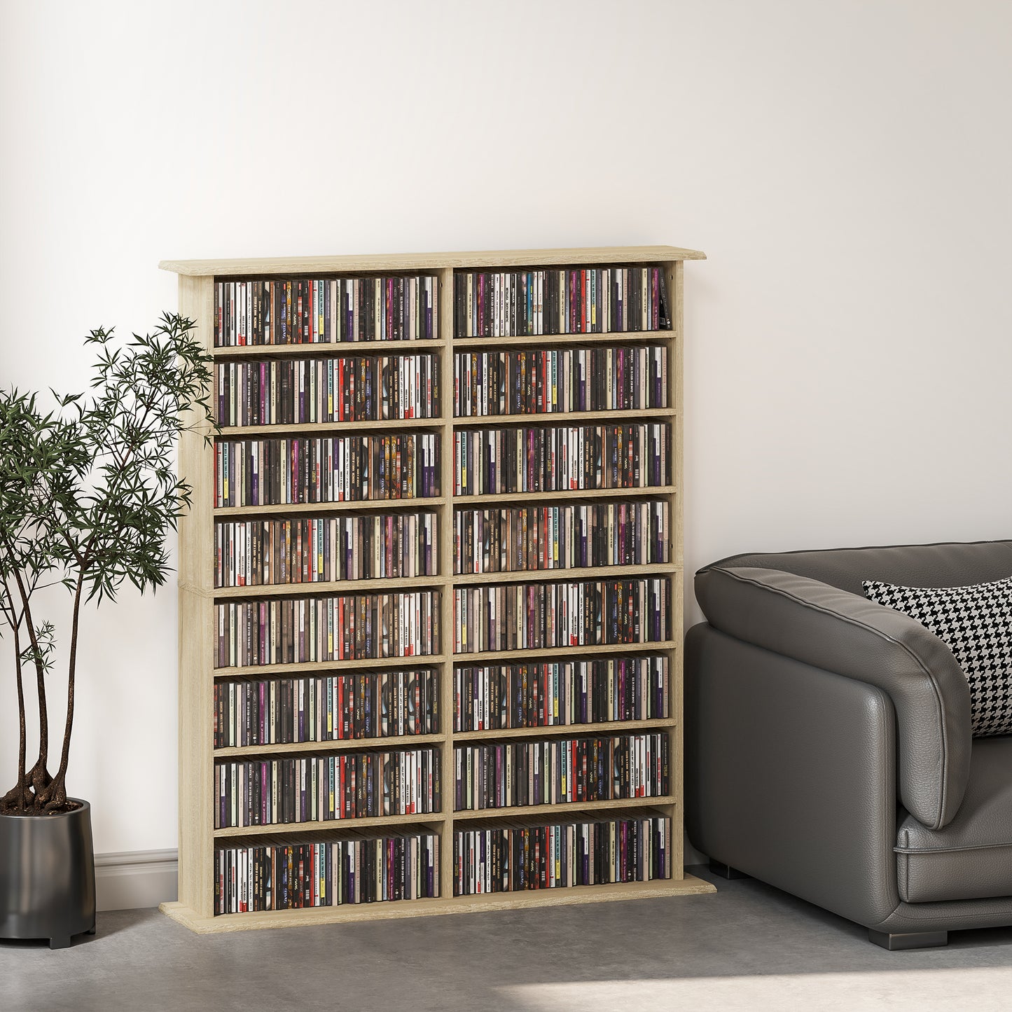 HOMCOM 720 CD/396 DVD/396 Blu-ray Storage Unit - Nature Wood Finish