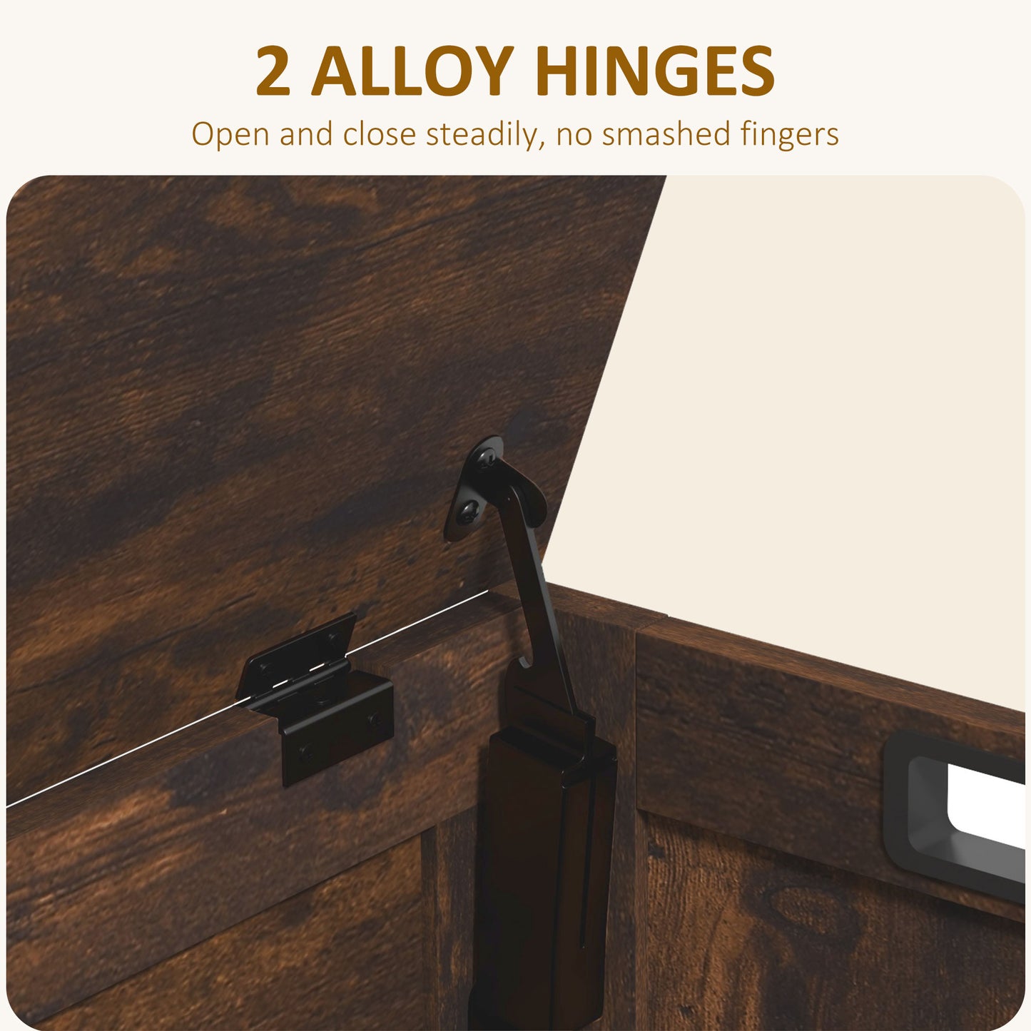 HOMCOM Storage Chest, Modern Wooden Trunk with Safety Hinges & Cut-out Handles, for Living Room/Entryway, 76x40x48 cm, Rustic Brown