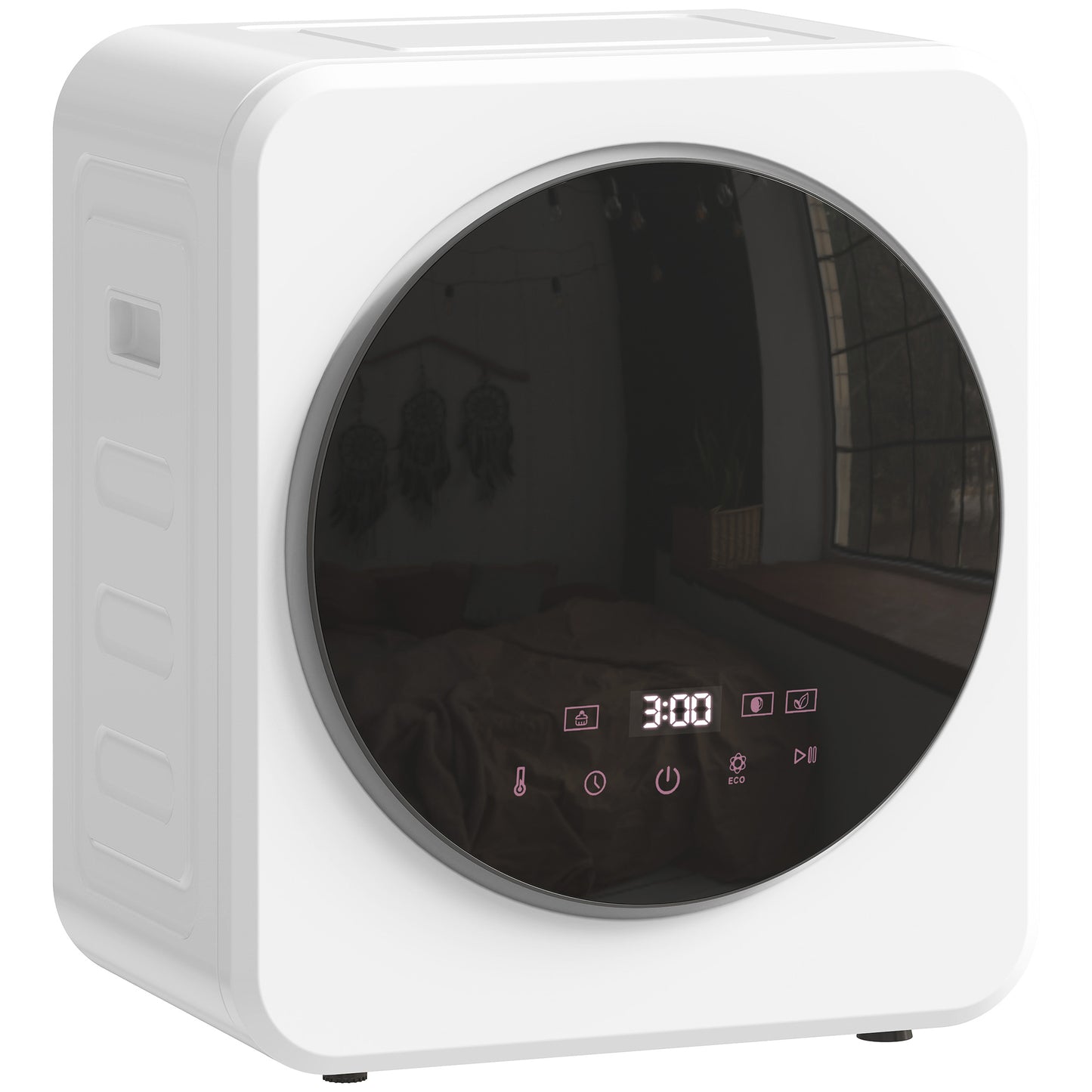 HOMCOM 4kg Vented Tumble Dryer, 800W Compact Freestanding Front Dryer with Stainless Steel Tub, Timer, Wall-Mountable, White